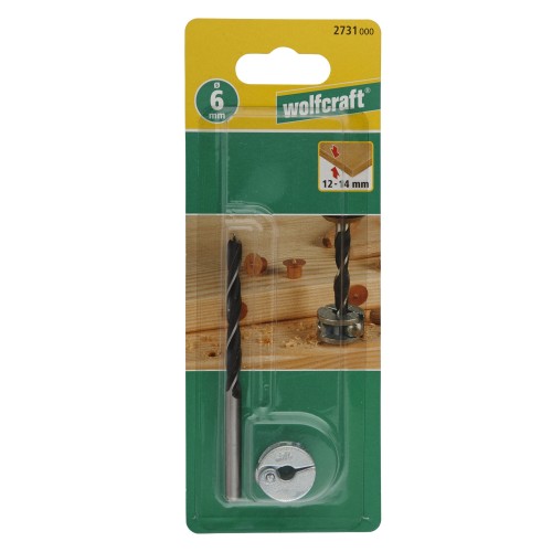Juego de 2 piezas de brocas espirales para madera con tope de profundidad