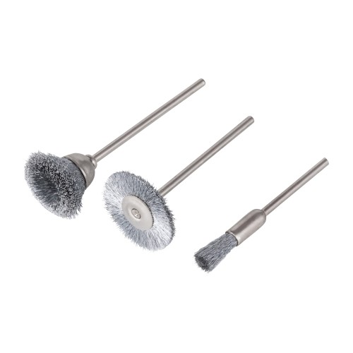 Juego de minicepillos metálicos de alambre de acero inoxidable, 3 piezas