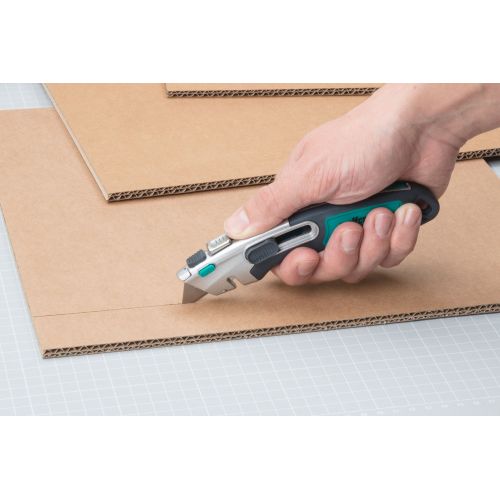 Cúter de seguridad dual profesional con cuchilla retráctil