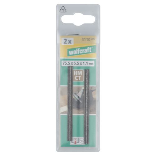 2 cuchillas reversibles de cepillo 75,5 x 5,5 x 1,1 mm