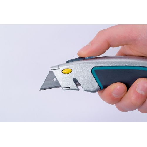 Cúter de cuchillas trapezoidales de cambio rápido con cuchilla retráctil
