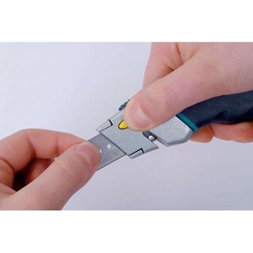 Cúter de cuchillas trapezoidales de cambio rápido con cuchilla retráctil