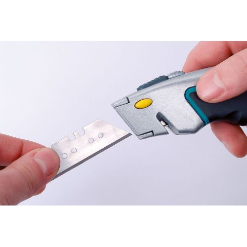 Cúter de cuchillas trapezoidales de cambio rápido con cuchilla retráctil