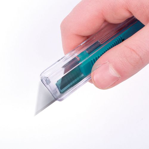 Cúter de seguridad de plástico con cuchilla trapezoidal