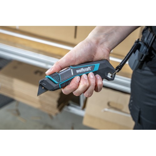 Cúter de cuchilla trapezoidal PRO SAFETY con estuche