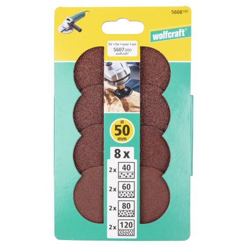 8 discos abrasivos con vástago roscado, Ø 50 mm