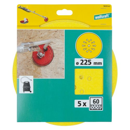 5 discos adhesivos de lijar Grano fino, grano 60 ø225 mm