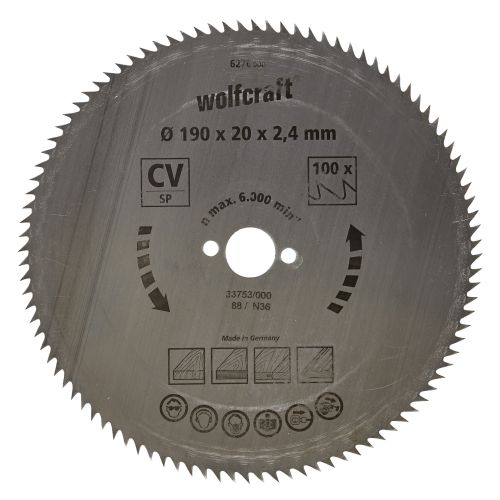 1 disco de sierra circular CV, 100 dientes ø190 mm