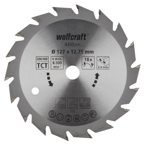 1 disco de sierra circular CV, 18 dientes ø127mm