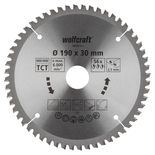 1 disco de sierra circular CT, 56 dientes ø190x30 mm