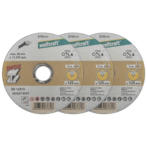 3 discos para cortar acero inox ø 125x1,2x22,2 mm