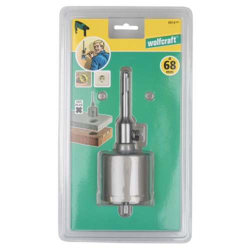 Corona de perforación con broca de carburo y adaptador SDS-Plus, Ø 68 mm