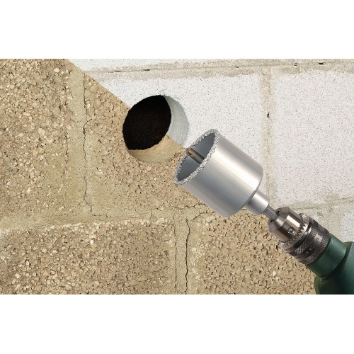 Corona de perforación recubierta de carburo de tungsteno, con adaptador