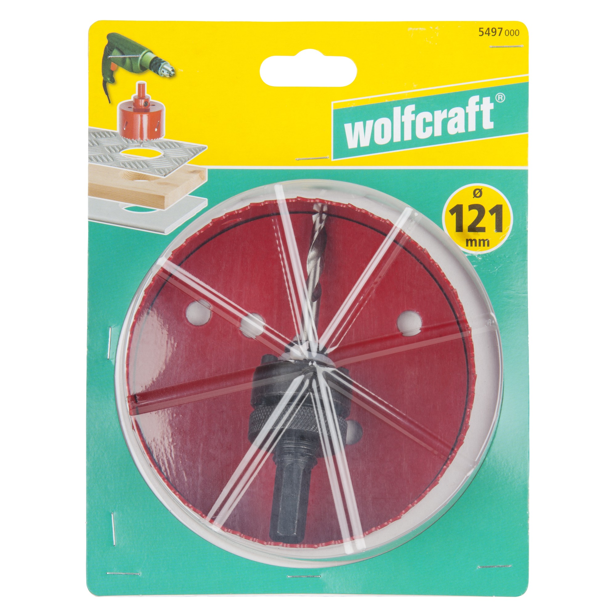 1 sierra de corona con vástago y broca BiM Ø 121