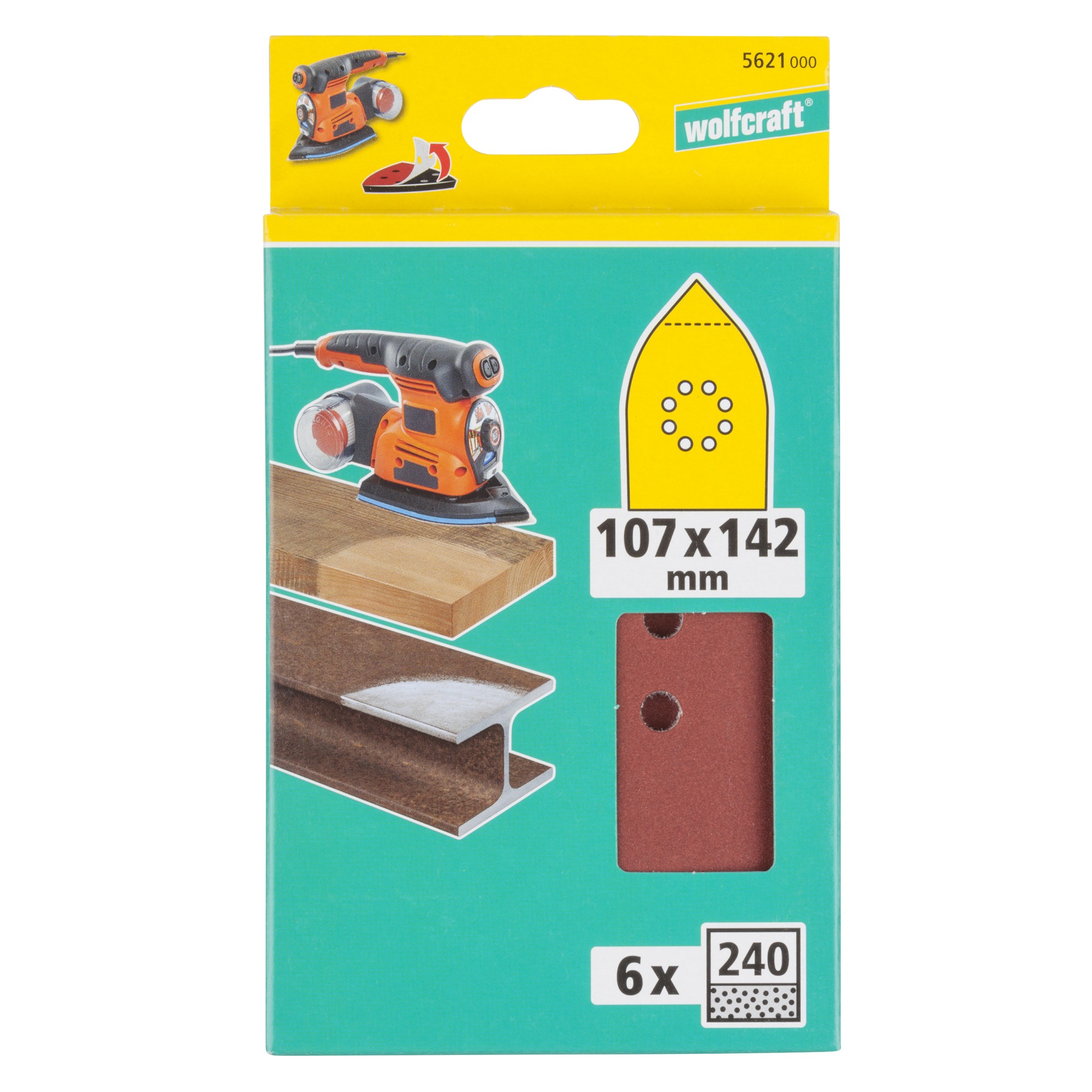 6 hojas abrasivas adhesivas corindón de grano 240 de 107 x 142 mm