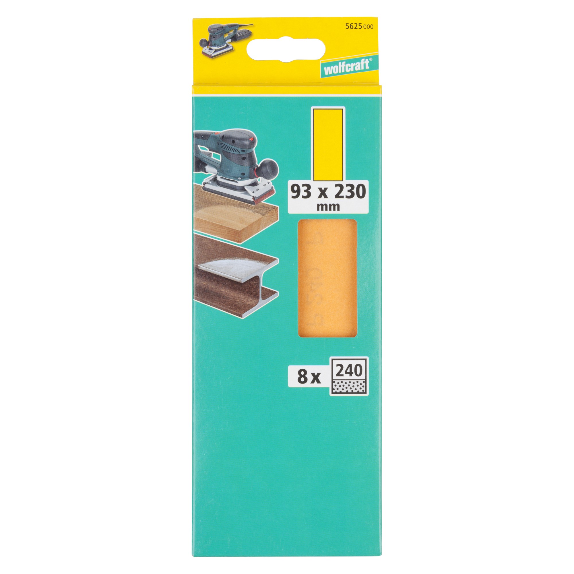 8 hojas de lijar de corindón, grano 240, 93 x 230 mm