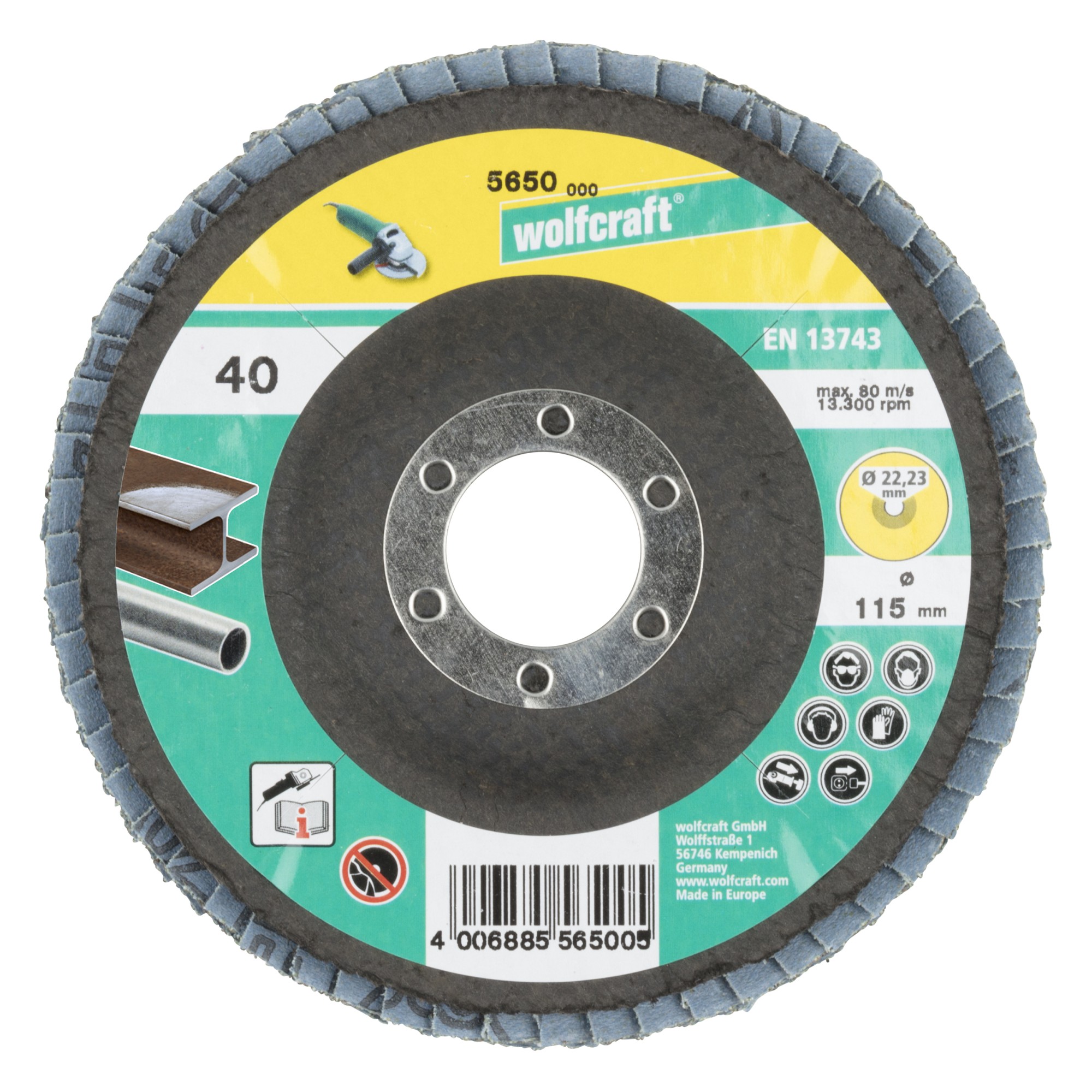 1 disco de láminas abrasivo para amoladora angular grano 40 Ø115mm