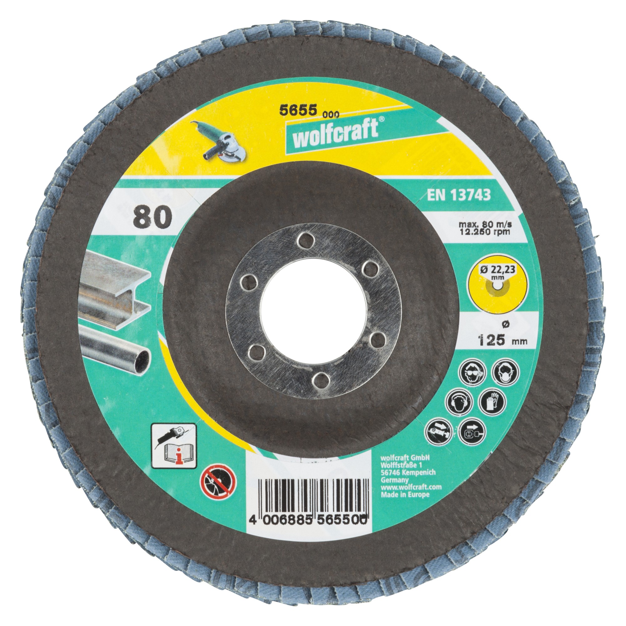 1 disco de láminas abrasivo para amoladora angular grano 80 Ø125mm