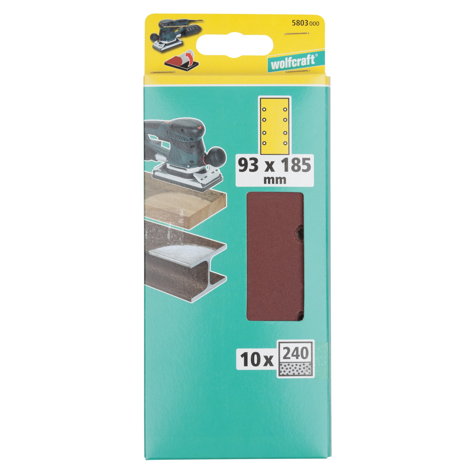 10 hojas de lijar adhesivas Corindón de grano 240 de 93 x 185 mm