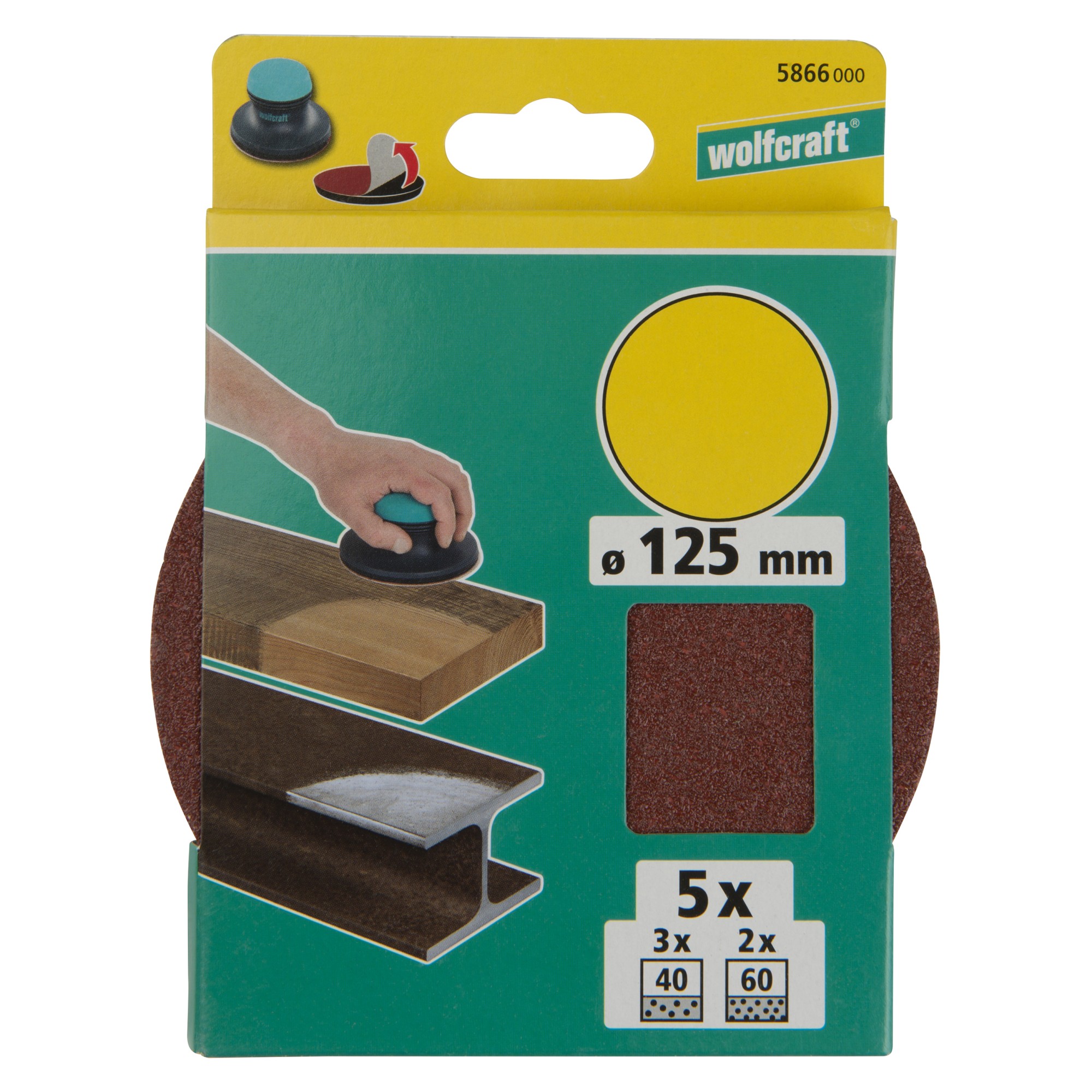 1 juego de discos adhesivos de lijar de 5 piezas, corindón Ø 125