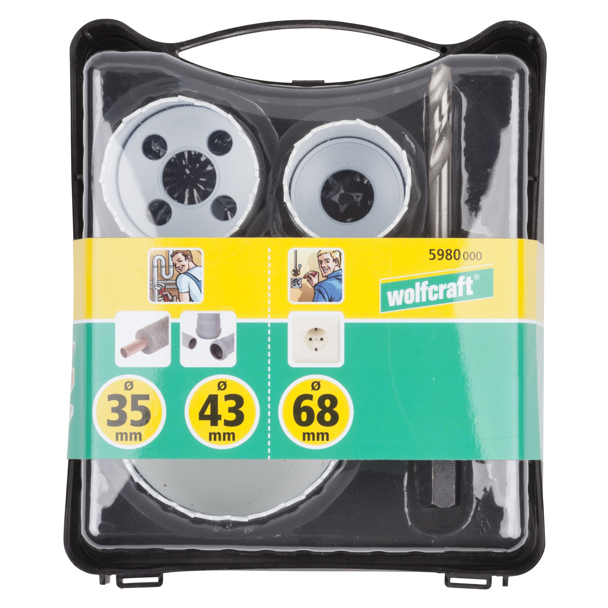 1 juego de sierras de corona BiM Ø 35, 43, 68 mm