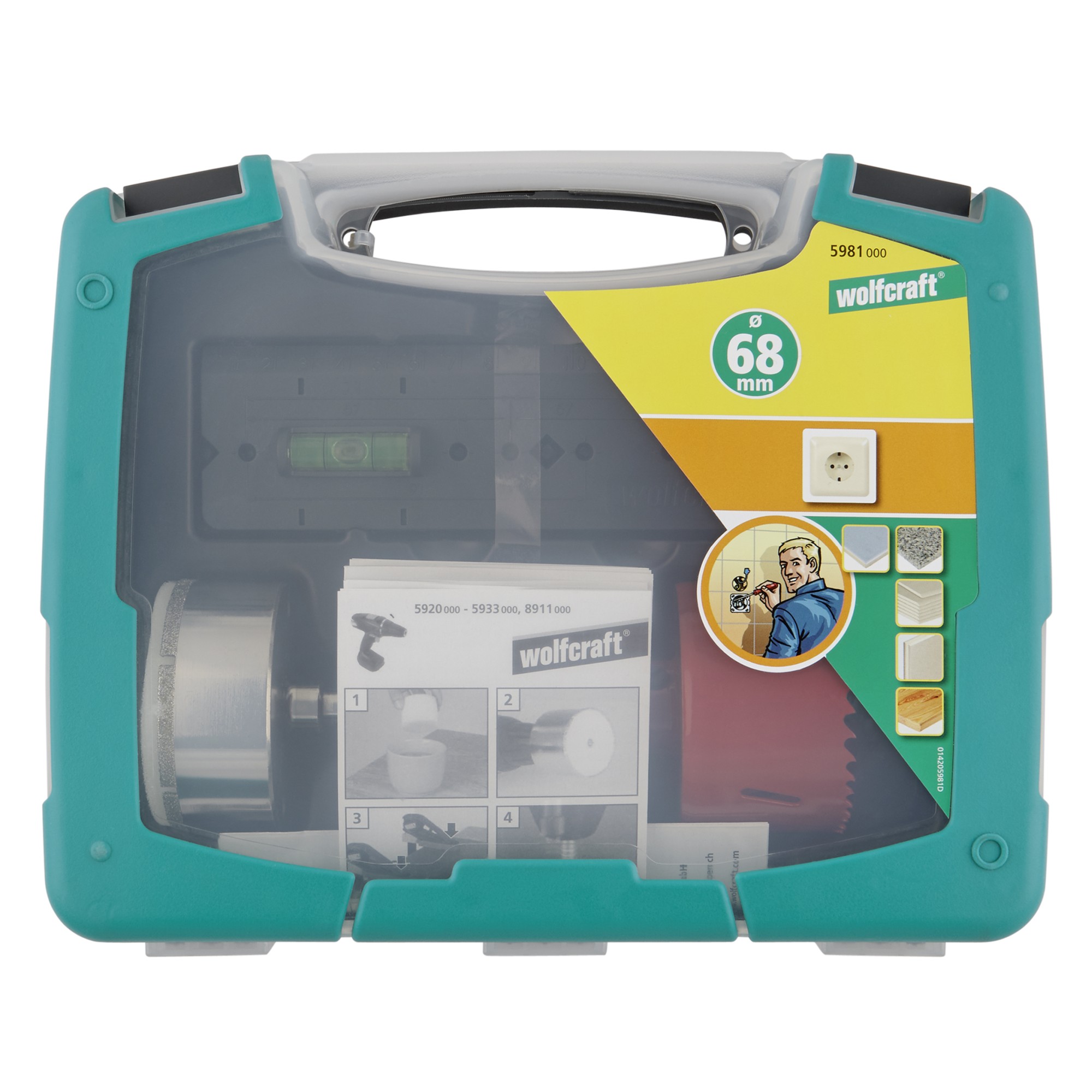 1 juego de sierras de corona de 3 piezas para enchufes ø68mm