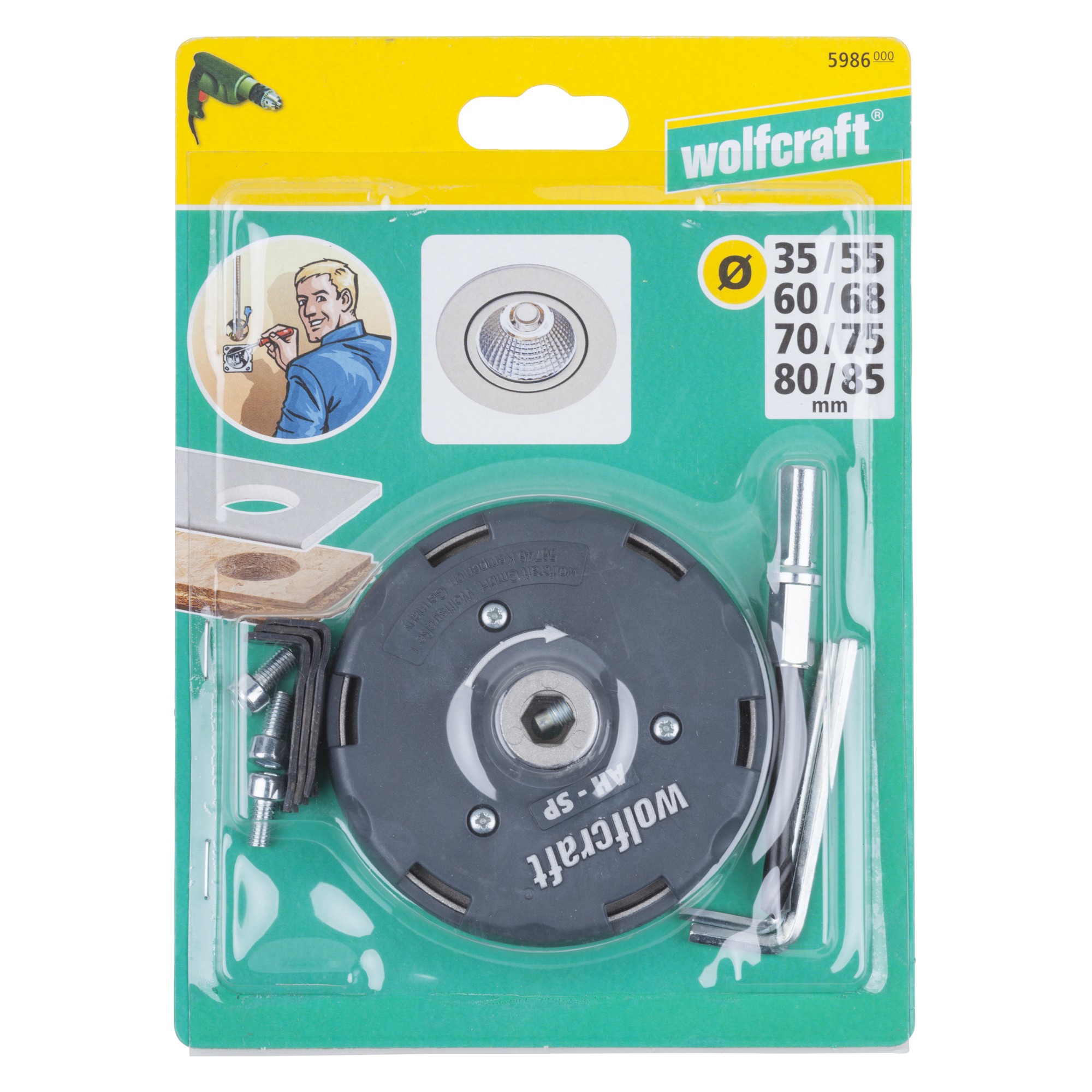 1 sierra de corona ajustable Ø 35,55,60,68,70,75,80,85 mm