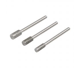 Juego de minimuelas de diamante, cilíndricas, 3 piezas