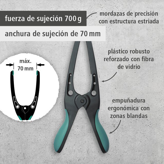 4 pinzas con mordazas acabadas en punta PRO 70