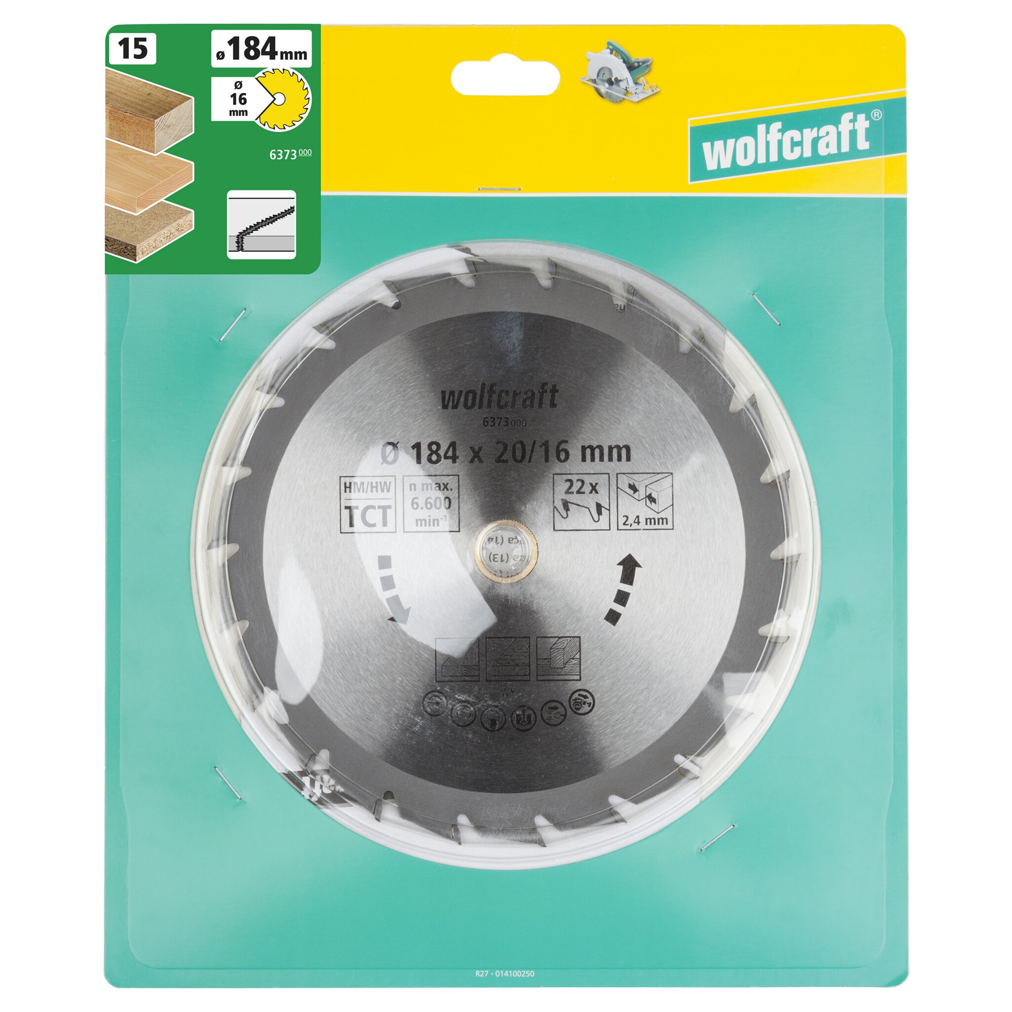 1 disco de sierra circular CT, 22 dientes ø184mm