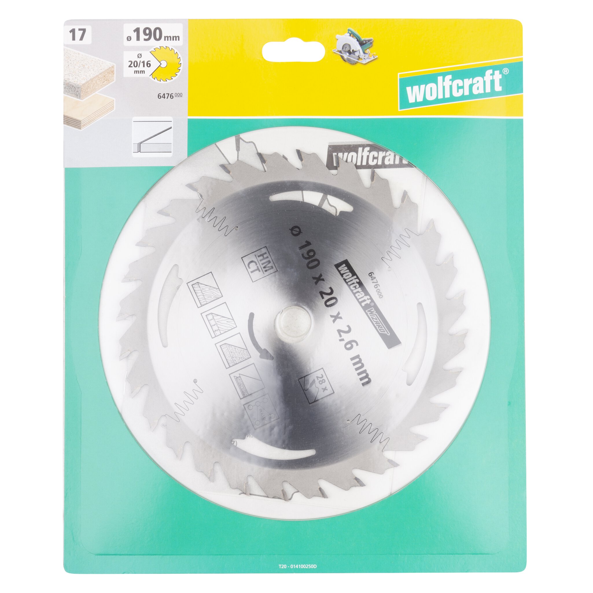 1 disco de sierra circular CT, 28 dientes ø190 mm