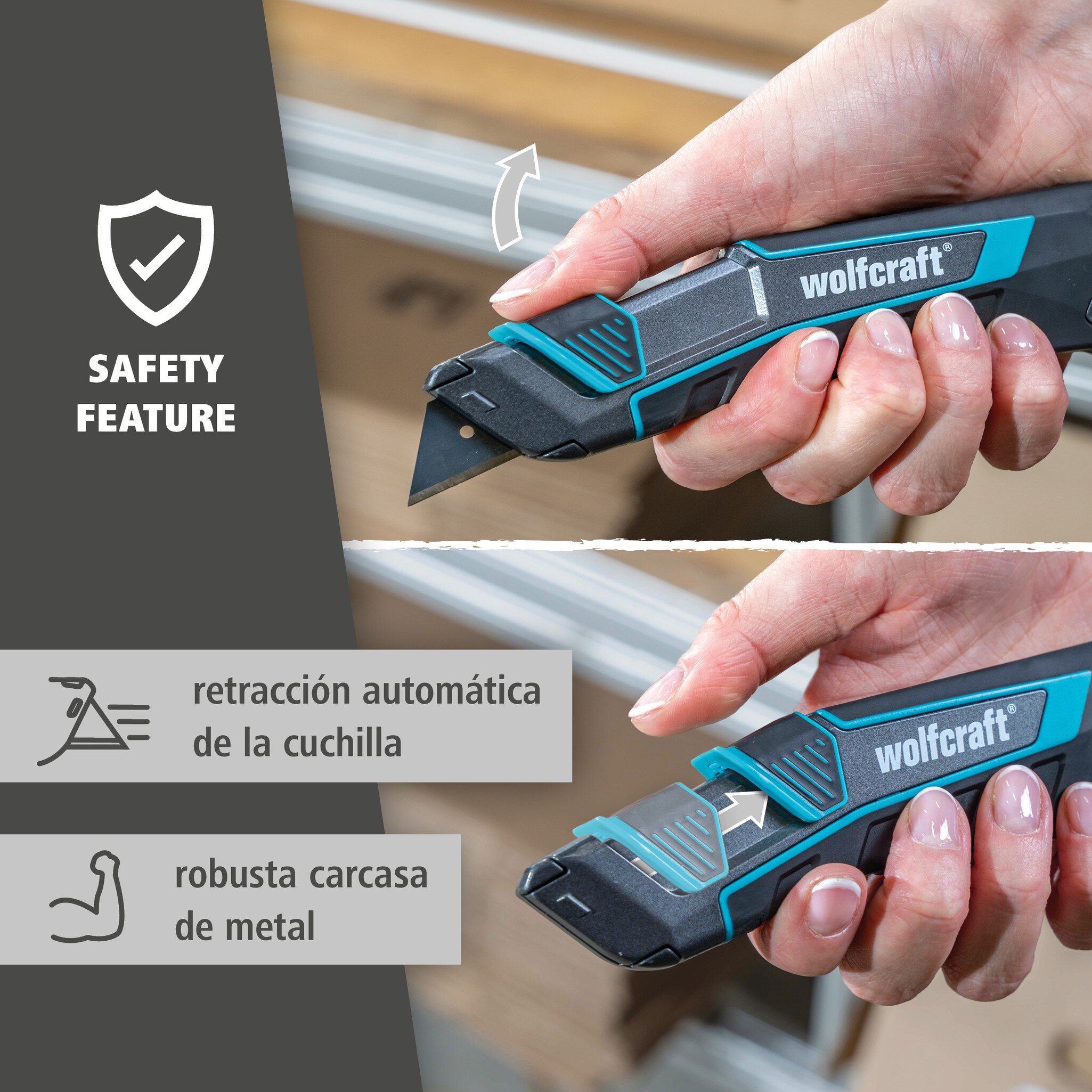 Juego de cúter de cuchilla trapezoidal PRO SAFETY con estuche