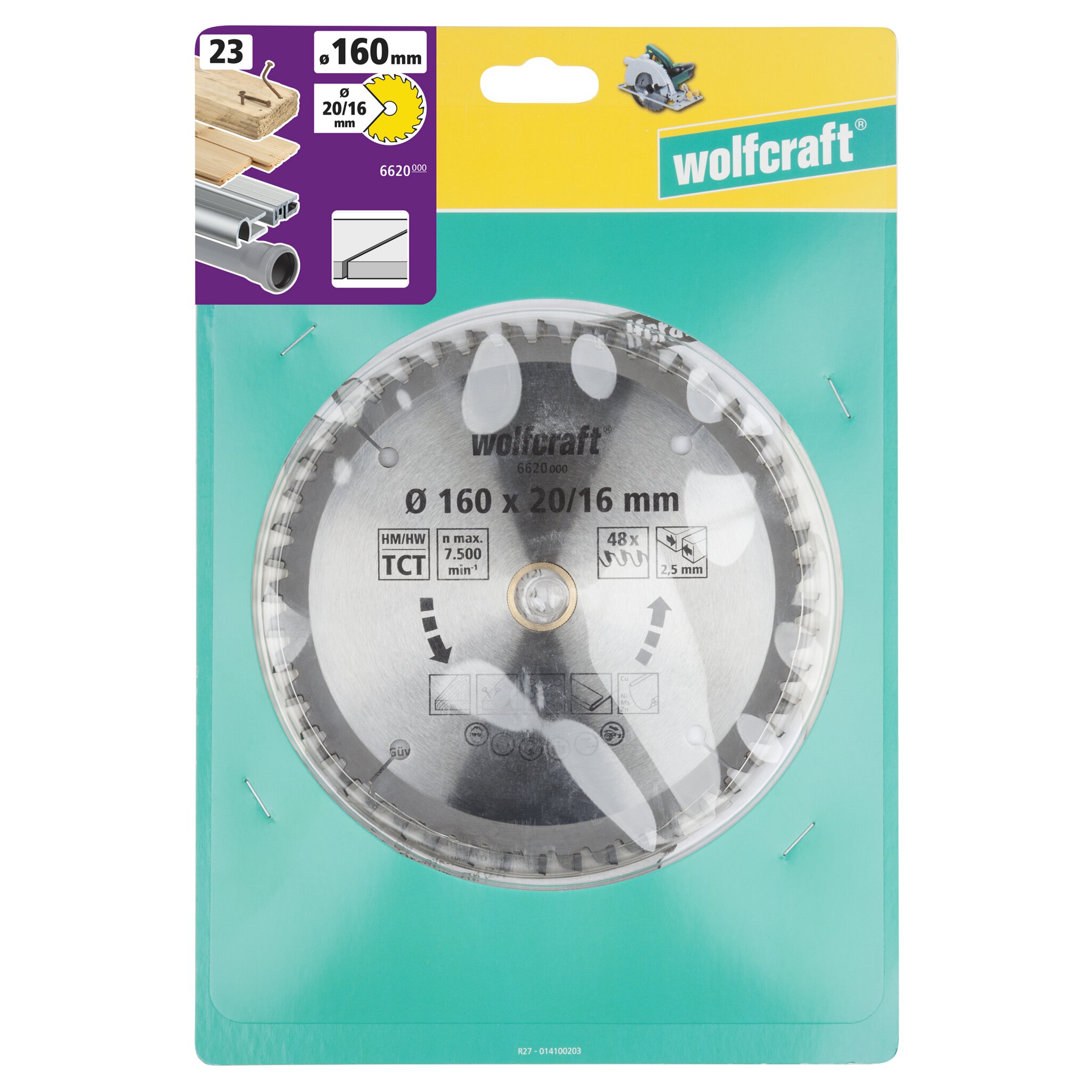 1 disco de sierra circular CT, 48 dientes ø160x20/16 mm