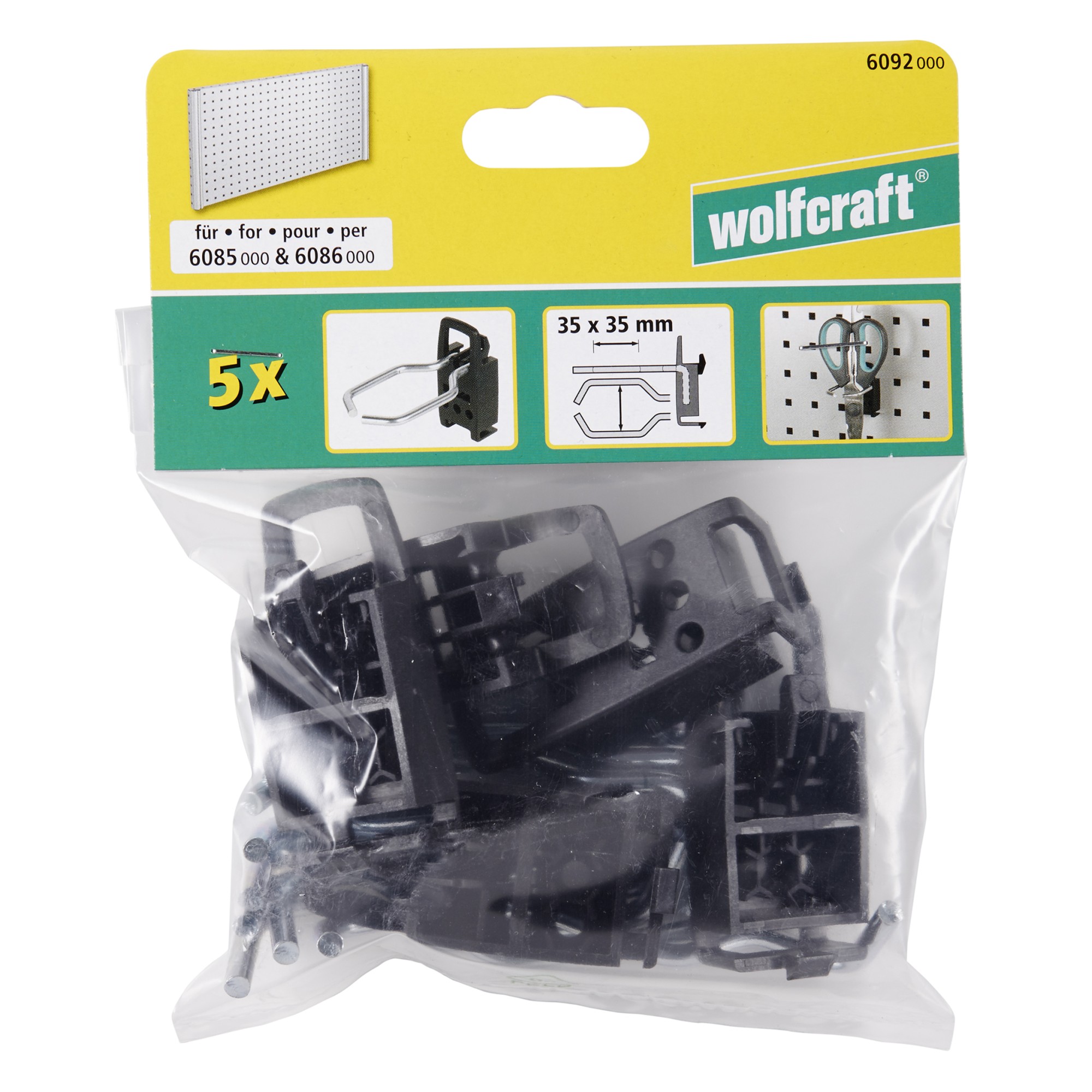 5 ganchos con bucle para panel perforado de 35 x 35 mm WSS