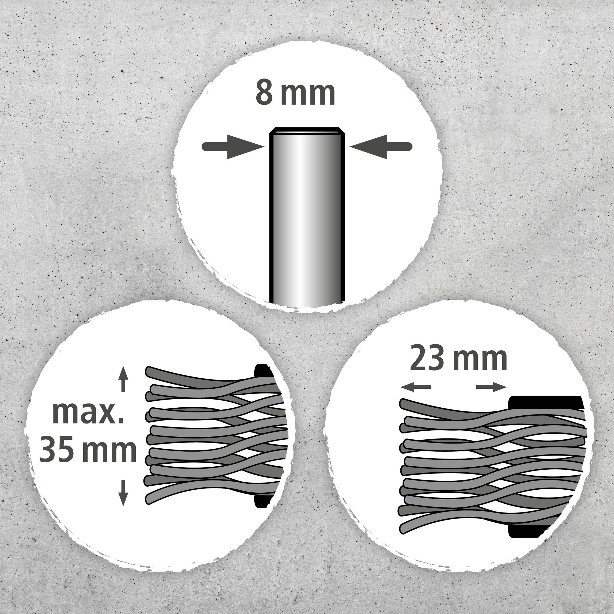 1 cepillo para estructurar madera, vást. 8 mm ø80x35mm