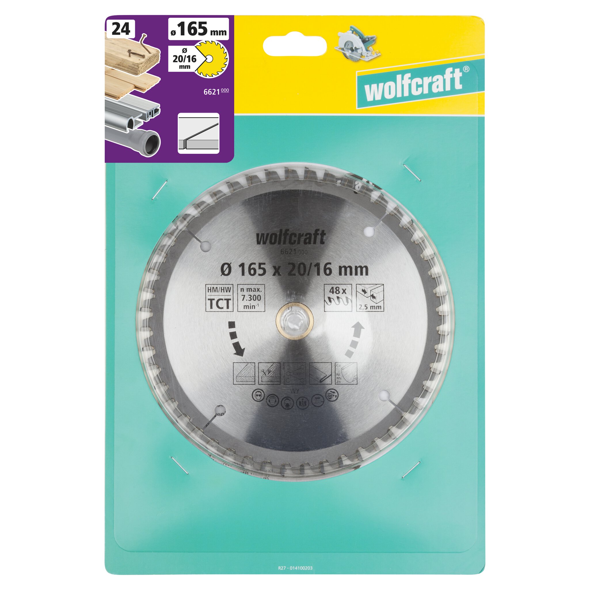 1 disco de sierra circular CT, 48 dientes ø165x20/16 mm
