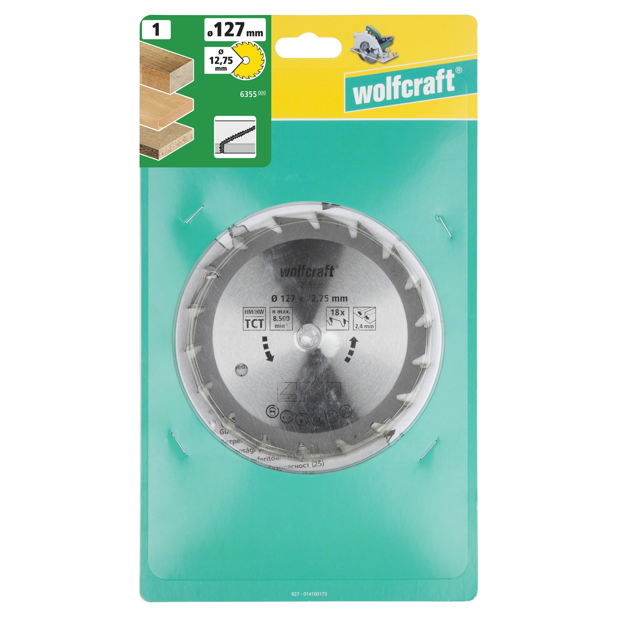 1 disco de sierra circular CV, 18 dientes ø127mm