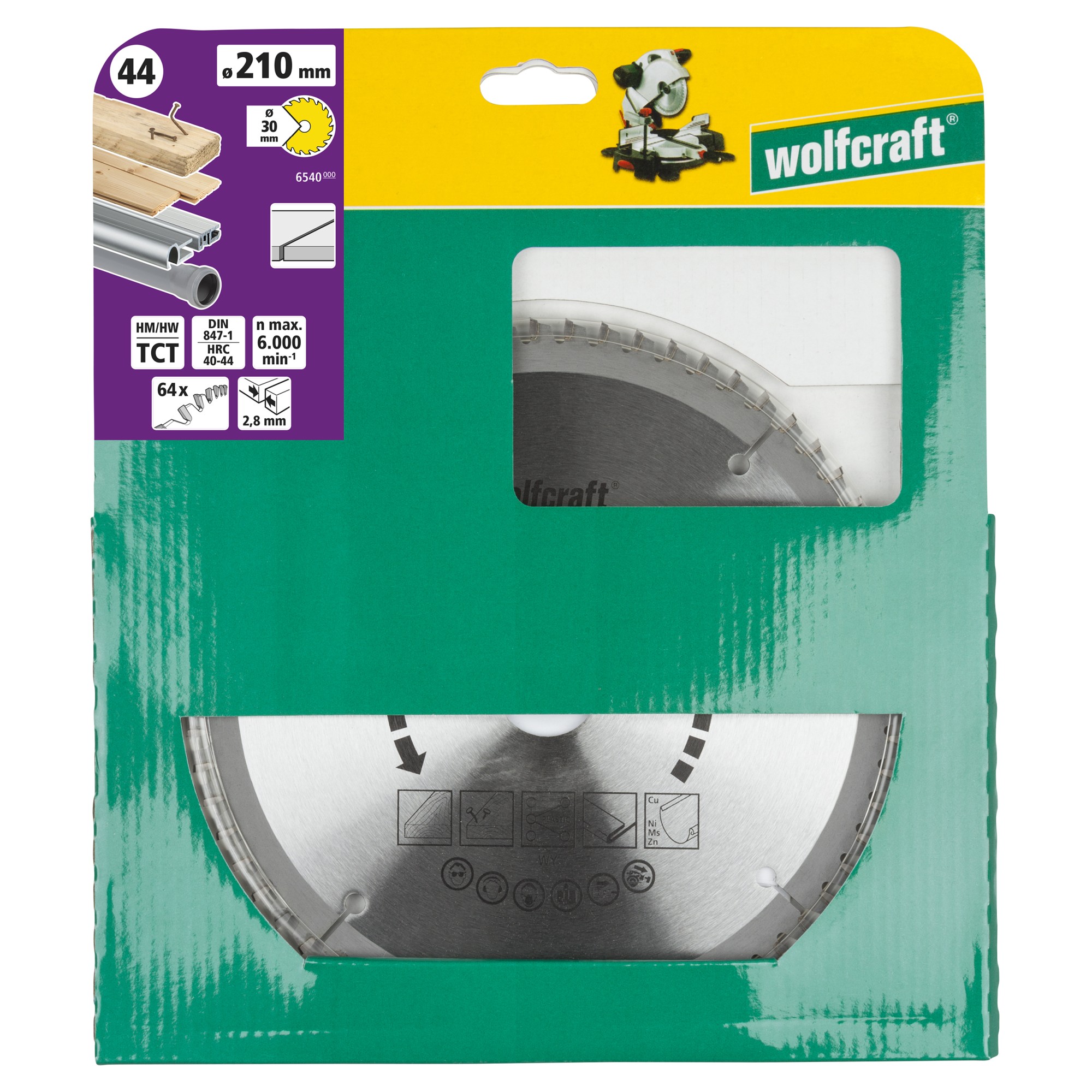 1 disco de sierra de corte e ingleteado CT 64 dientes ø210 mm