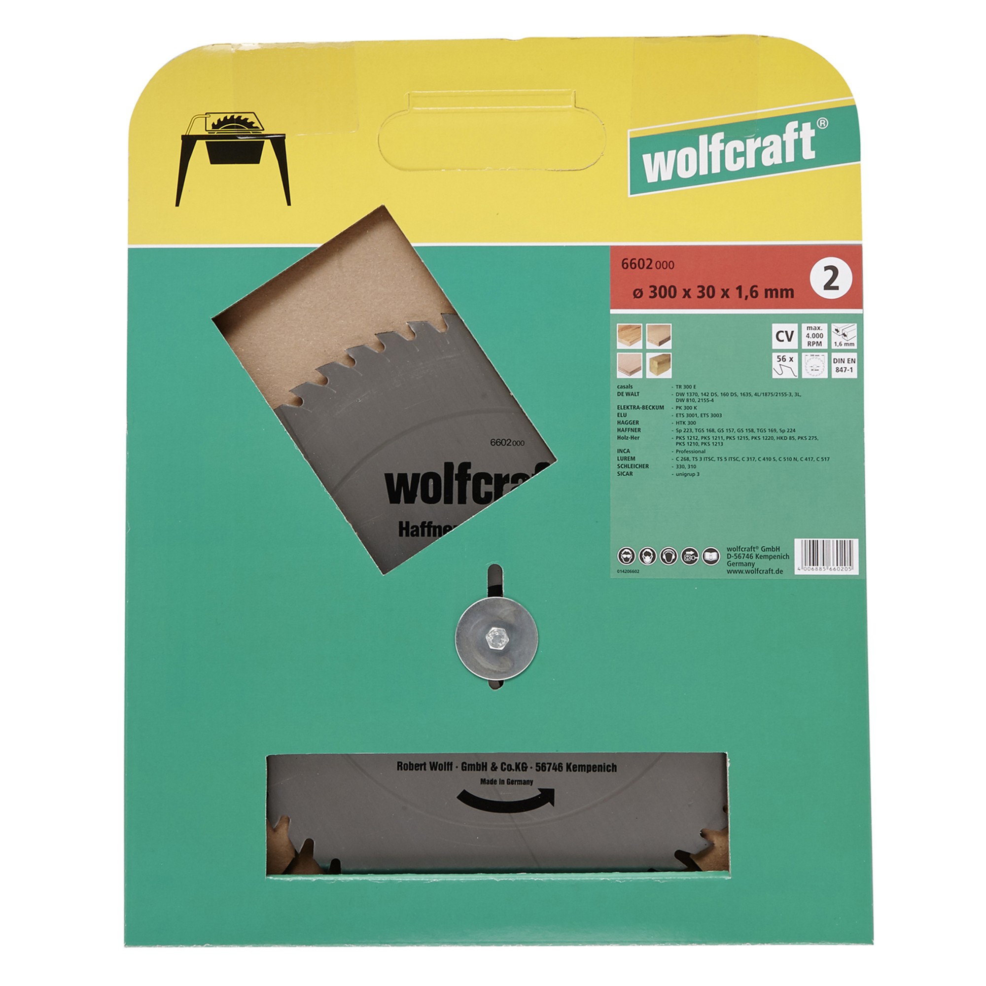 1 disco para sierras circulares de mesa CV, 56 dientes ø300 mm