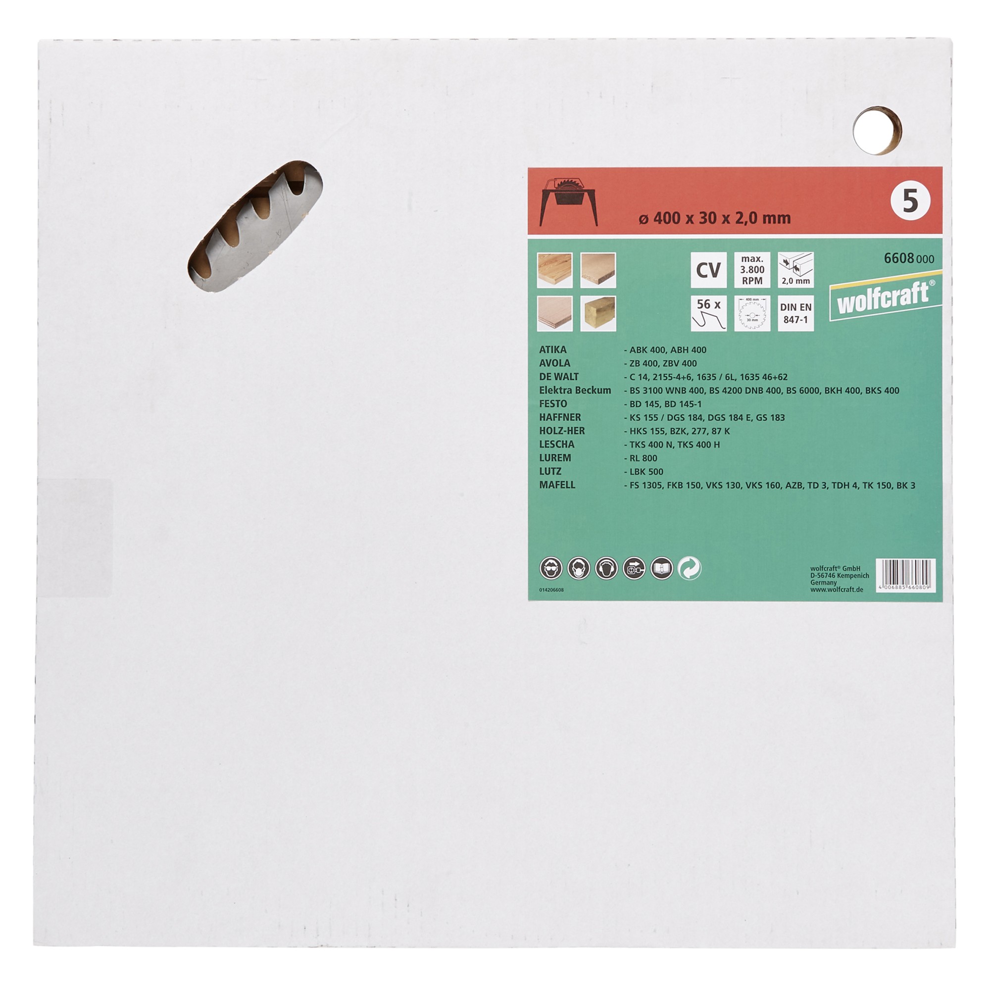 1 disco para sierras circulares de mesa CV, 56 dientes ø400 mm