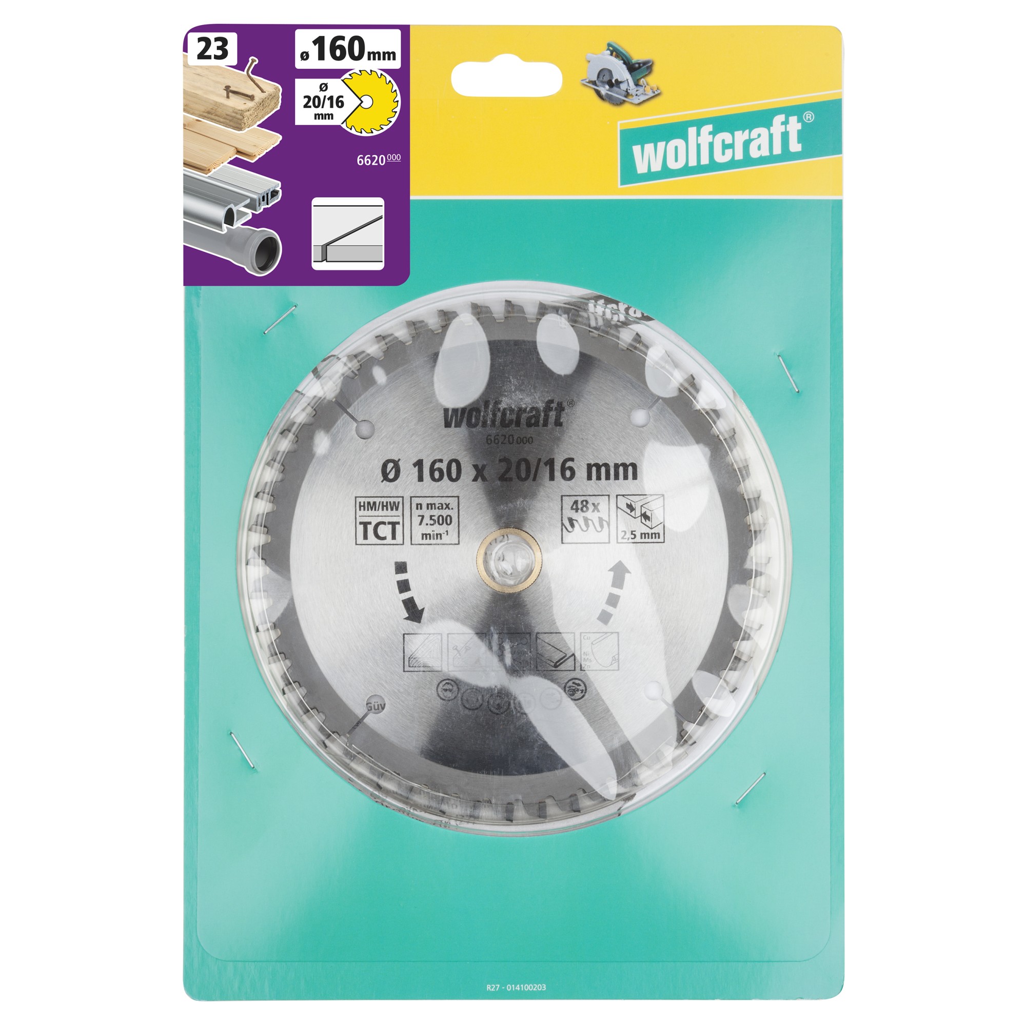 1 disco de sierra circular CT, 48 dientes ø160x20/16 mm