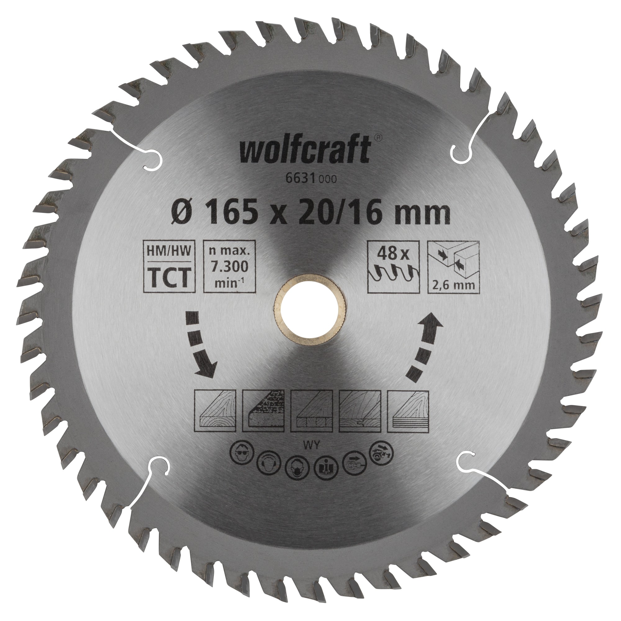 1 disco de sierra circular CT, 48 dientes ø165x20/16 mm