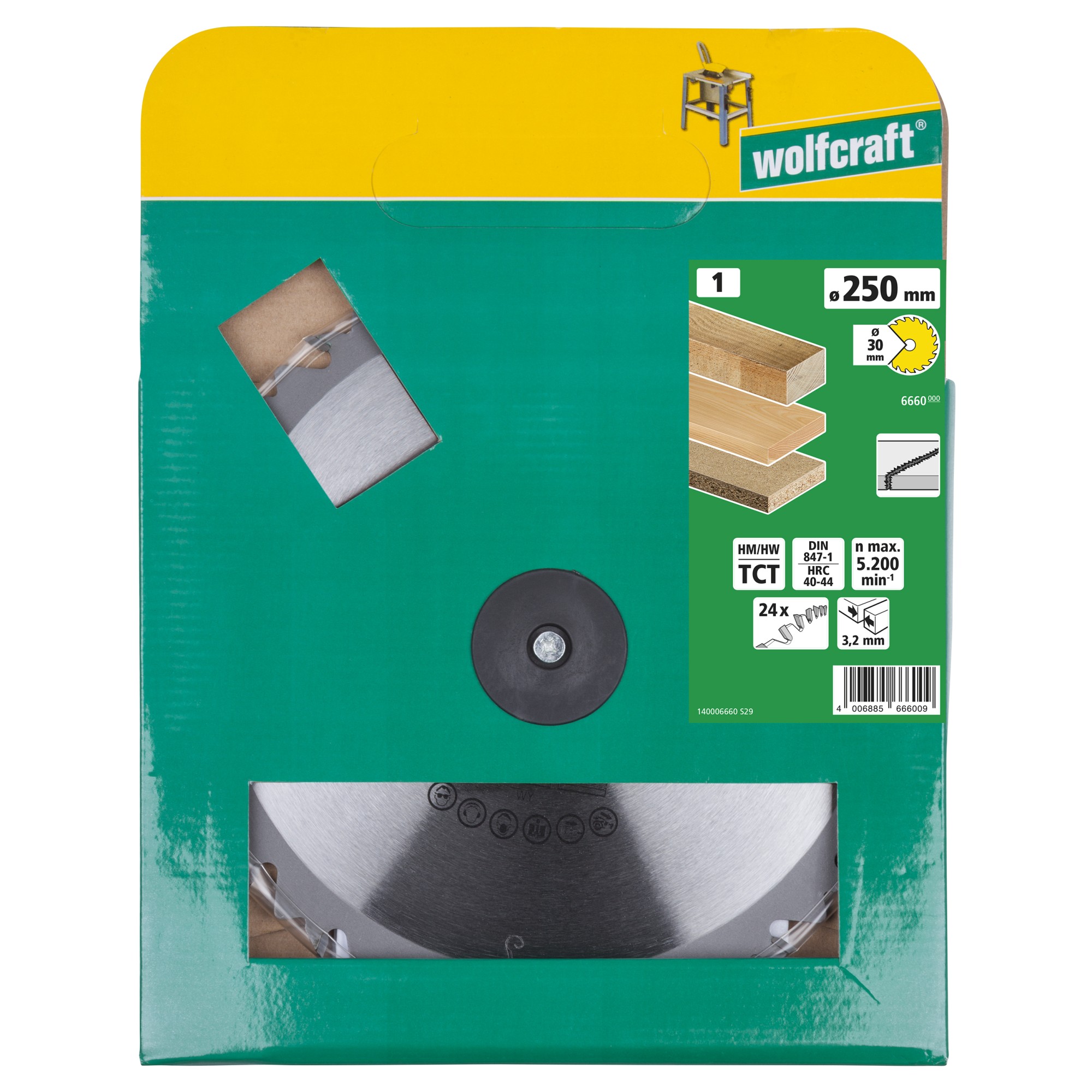 1 disco para sierras circulares de mesa CT, 24 dientes ø250 mm