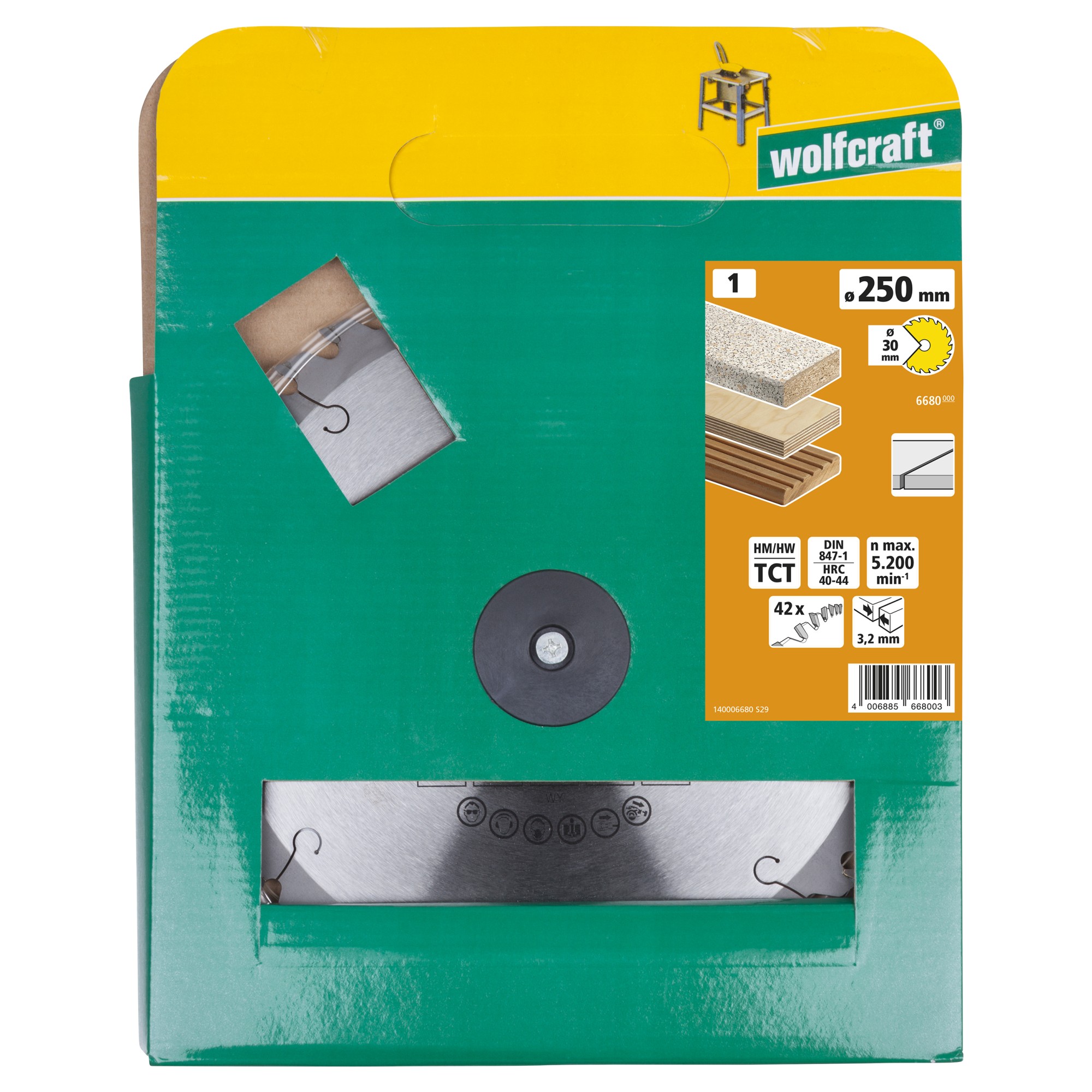 1 disco para sierras circulares de mesa CT, 42 dientes ø250 mm