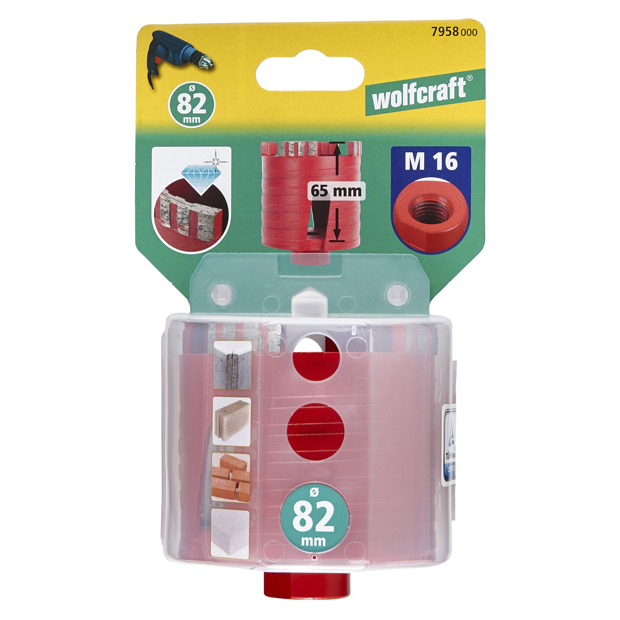 1 corona de perforación con dentado de diamante ø 82 mm
