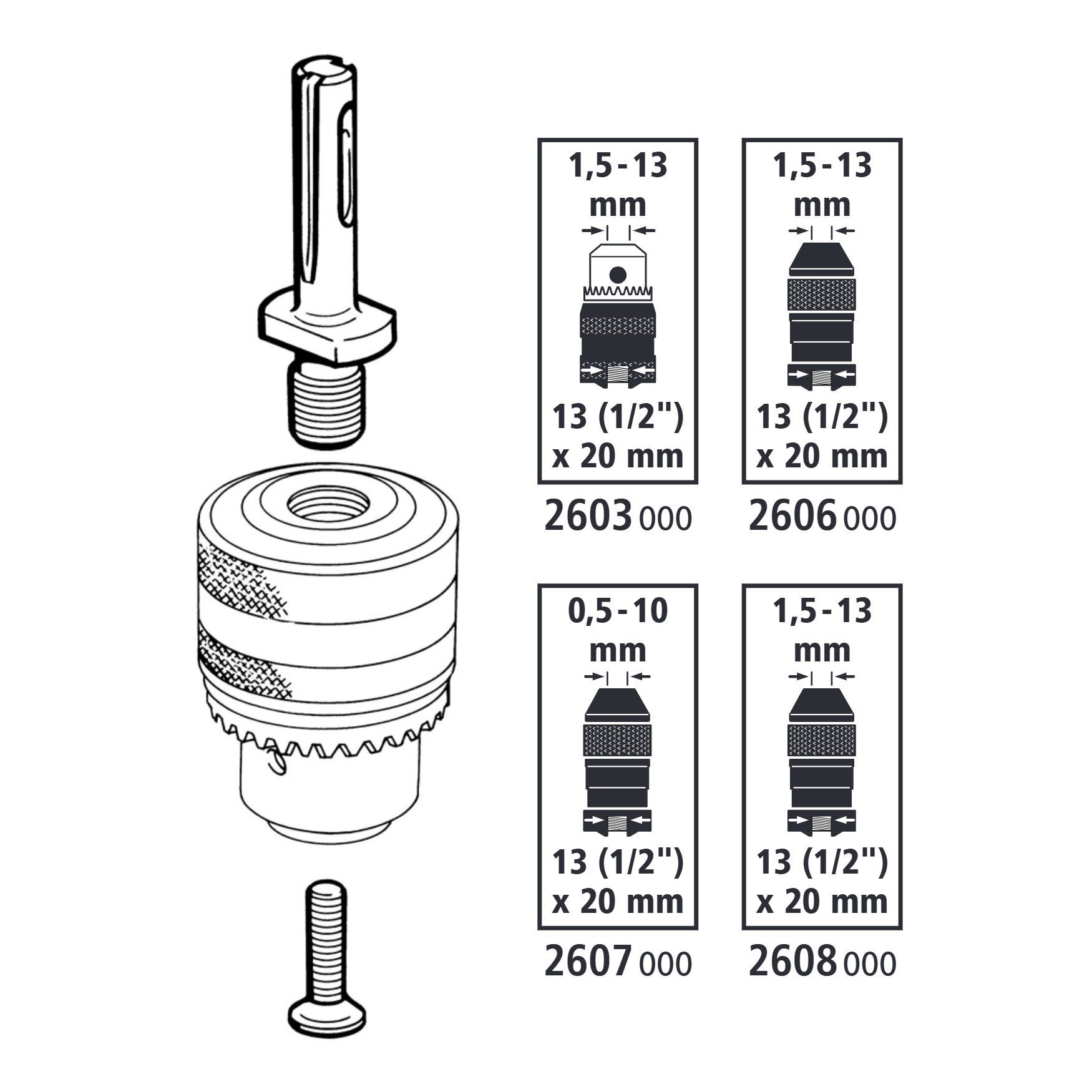 1 adaptador de portabrocas SDS-plus para 1/2x20