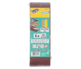 6 lijas de banda, corindón, grano 80, 75 x 533