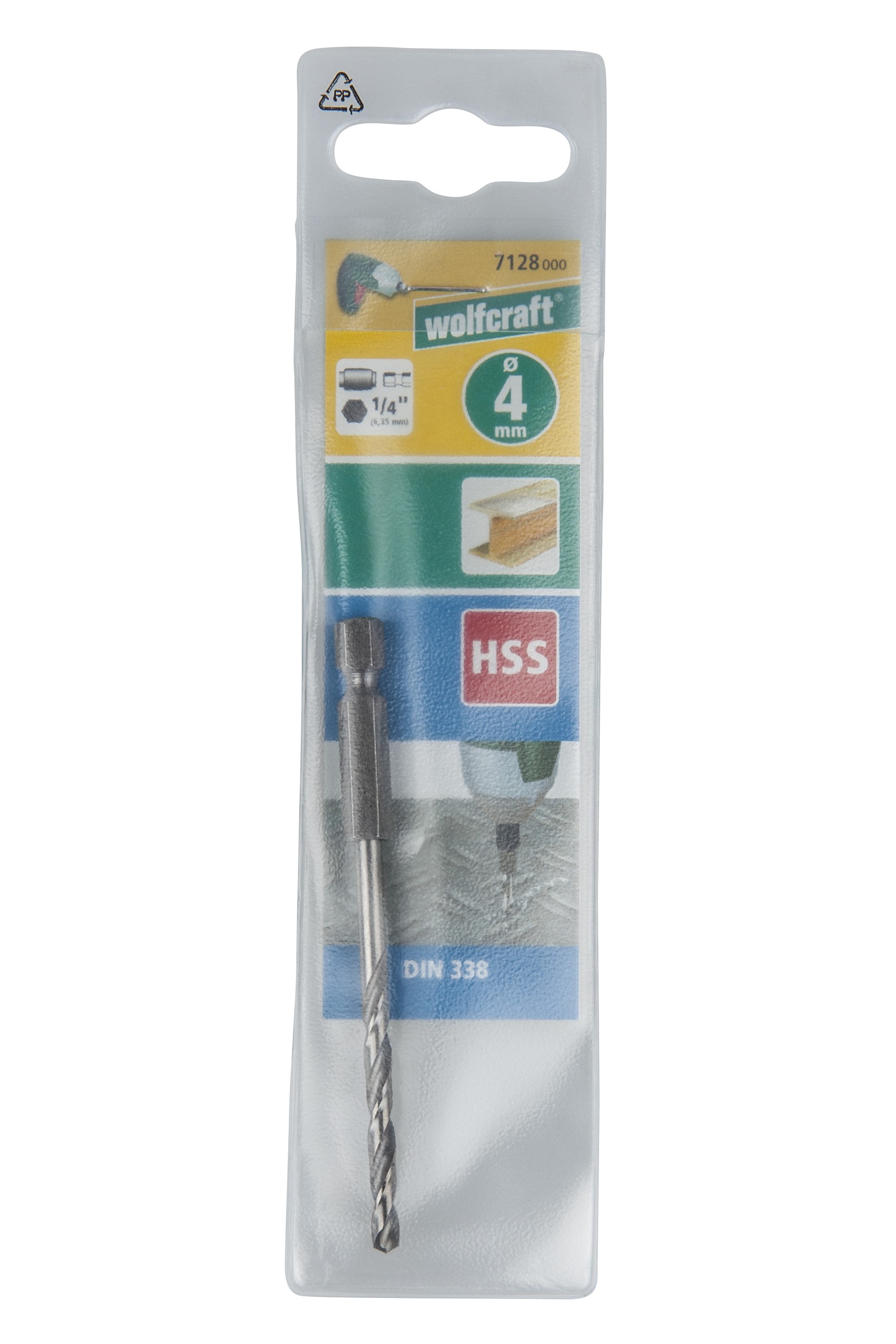 1 broca para metal HSS rect., vást. hexagonal, Ø 4,0 x 88 mm