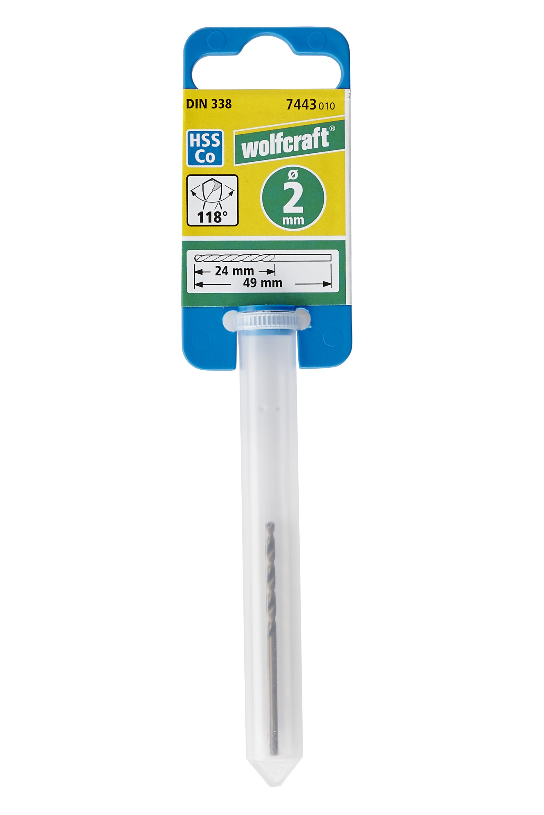1 broca para metal HSS-Co, Ø 2,0 x 49 mm