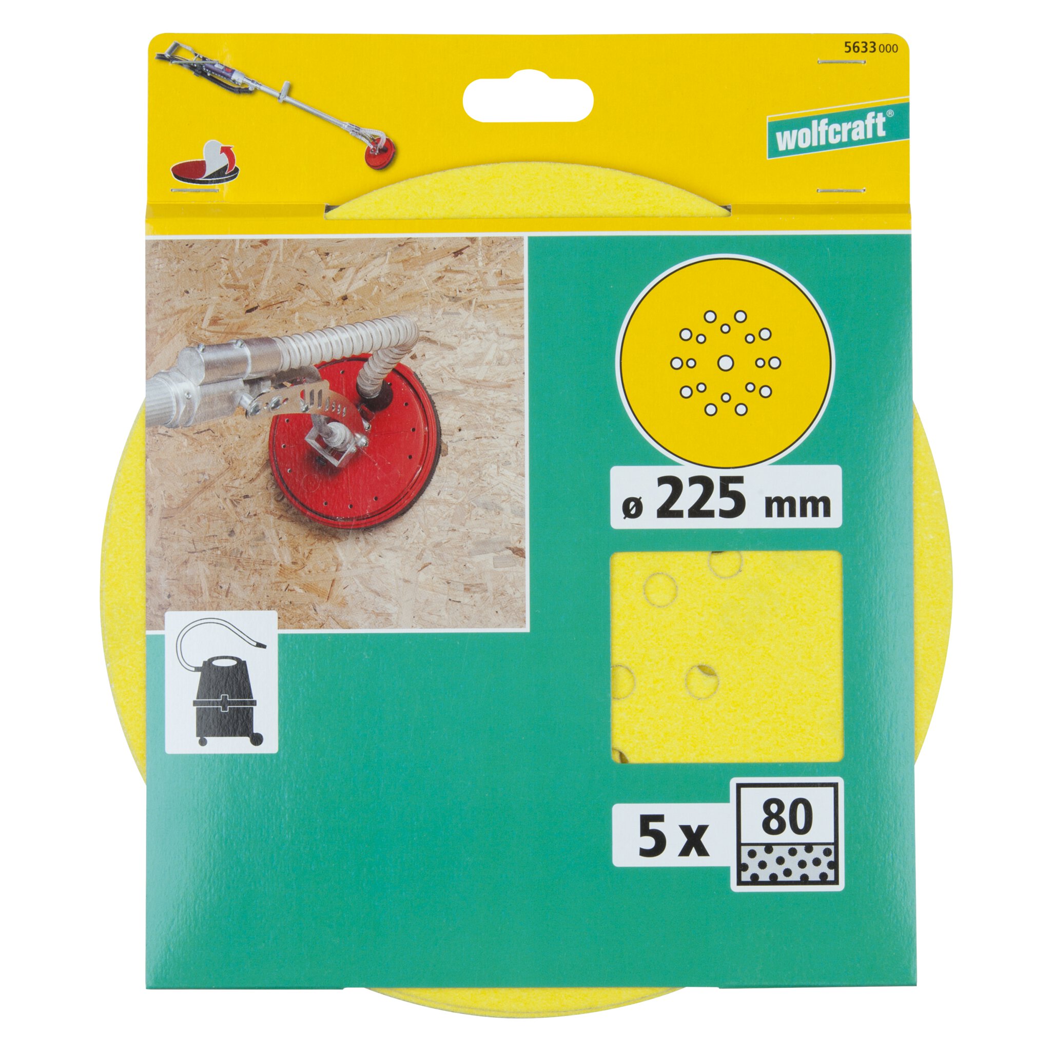 5 discos adhesivos de lijar Grano fino, grano 80 ø225 mm